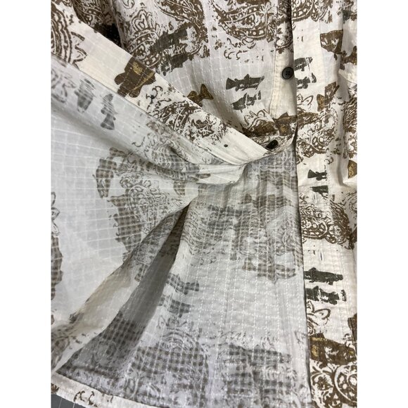 Mens ExOfficio Short Sleeve Shirt Paisley Fish Pattern Vented Lightweight Sz. L - Picture 4 of 5